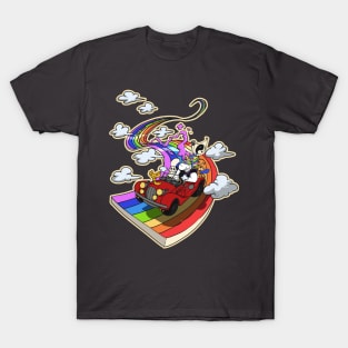 The muscular unicorn and his friends on a road trip T-Shirt
